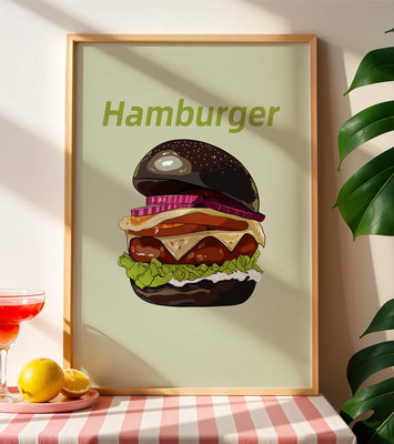 Delicious hamburger illustration with vibrant ingredients