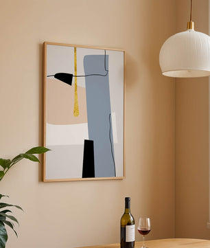 Abstrakte geometrische Kunst mit blauen und goldenen Akzenten