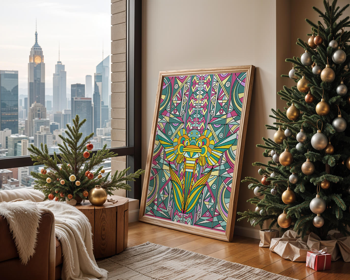 Elefante geométrico abstracto con colores vibrantes