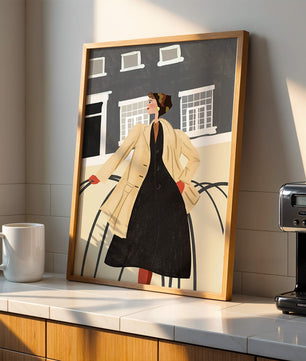 Chic Woman in Vintage Coat Posing Outdoors in Urban Setting