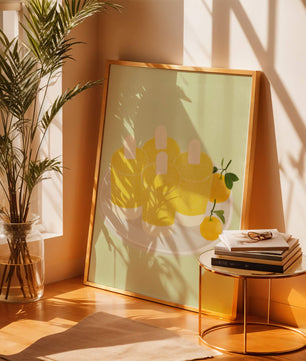Illustration de sucettes glacées jaunes et d'oranges sur une assiette