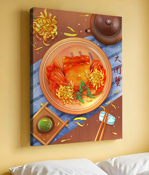 Crab Dish with Chrysanthemum Flowers and Tea Setting - Mi tienda