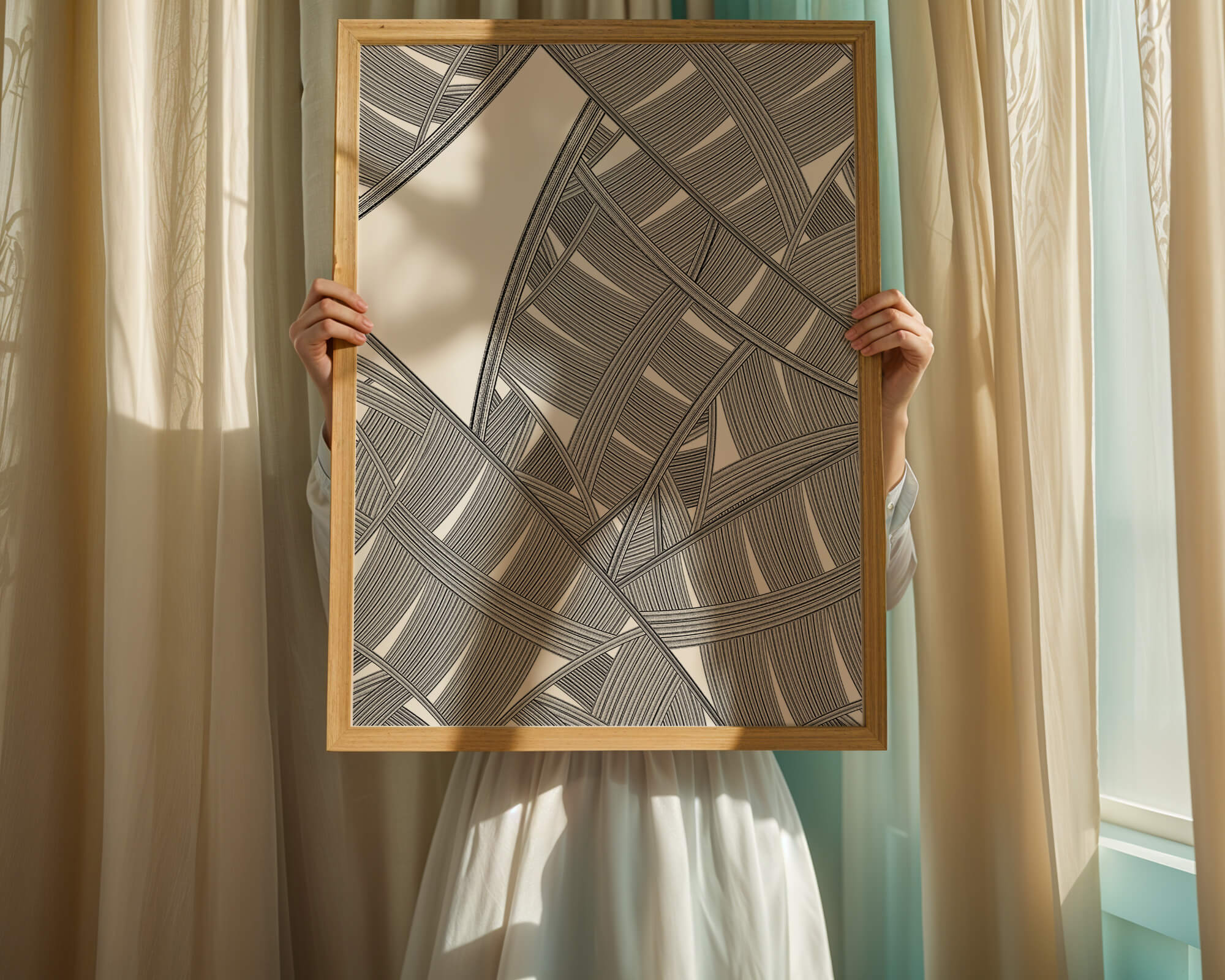 Detailed Abstract Geometric Pattern with Interwoven Stripes - Mi tienda