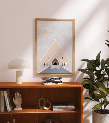 Minimalist Church Architecture with Soft Sunrise