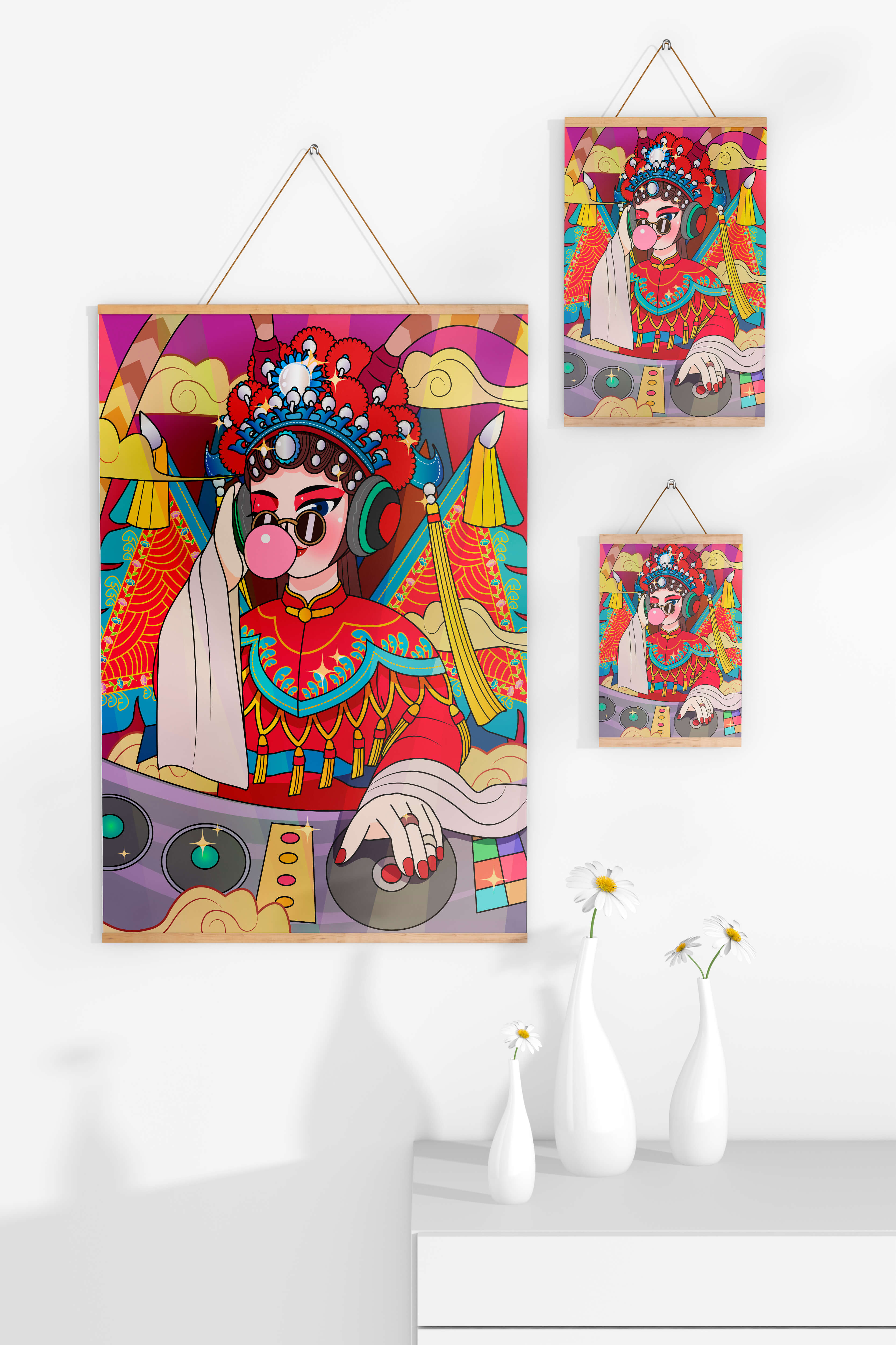Vibrant DJ illustration combining traditional and modern elements