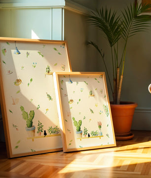 Illustration décorative avec des plantes et des éléments chaleureux