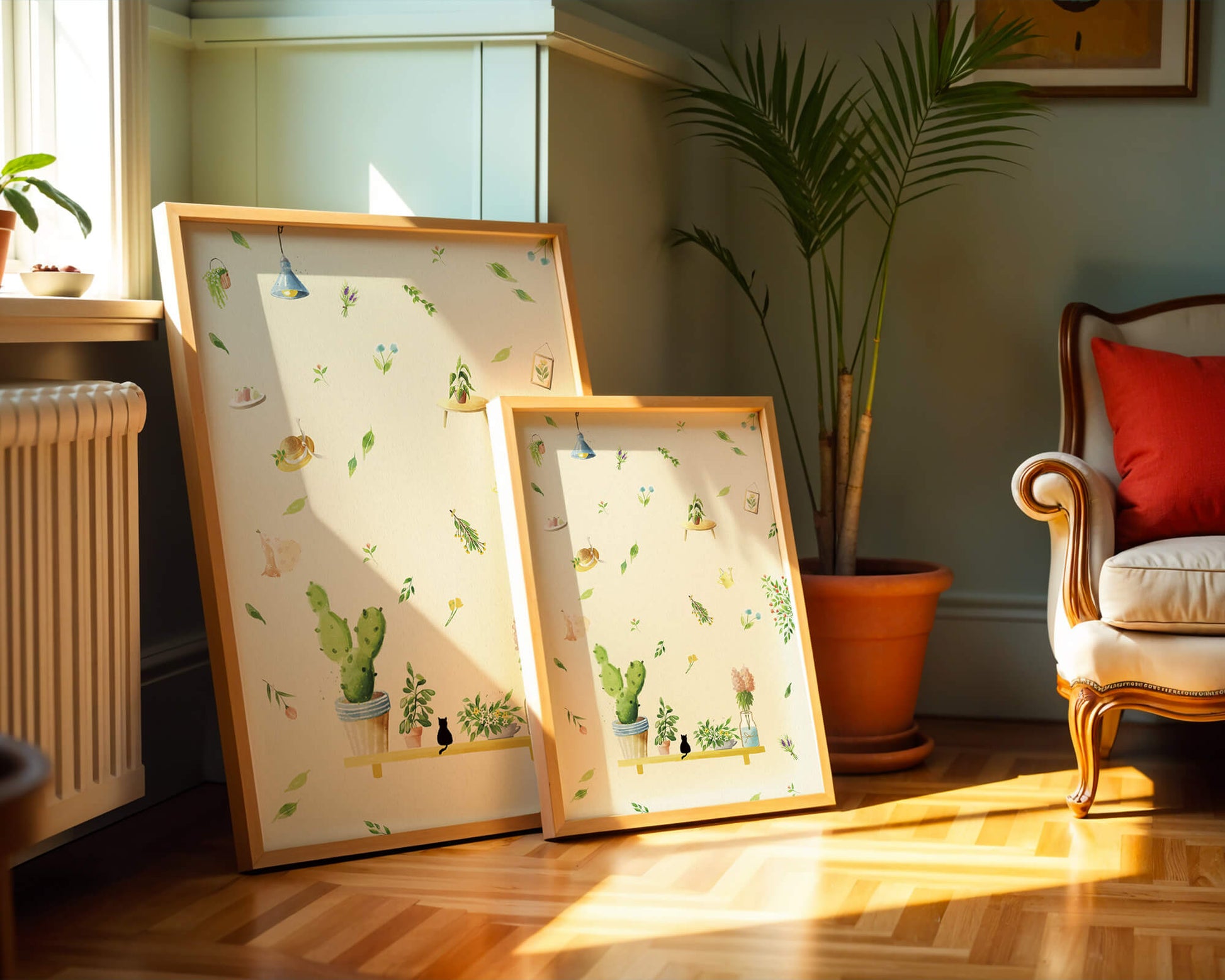 Illustration décorative avec des plantes et des éléments chaleureux