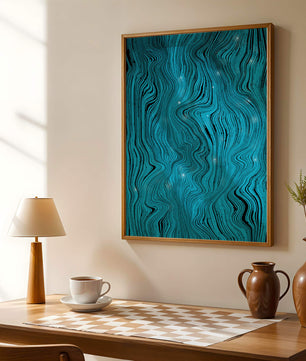 Abstract Wavy Blue Pattern with Black Lines - Mi tienda