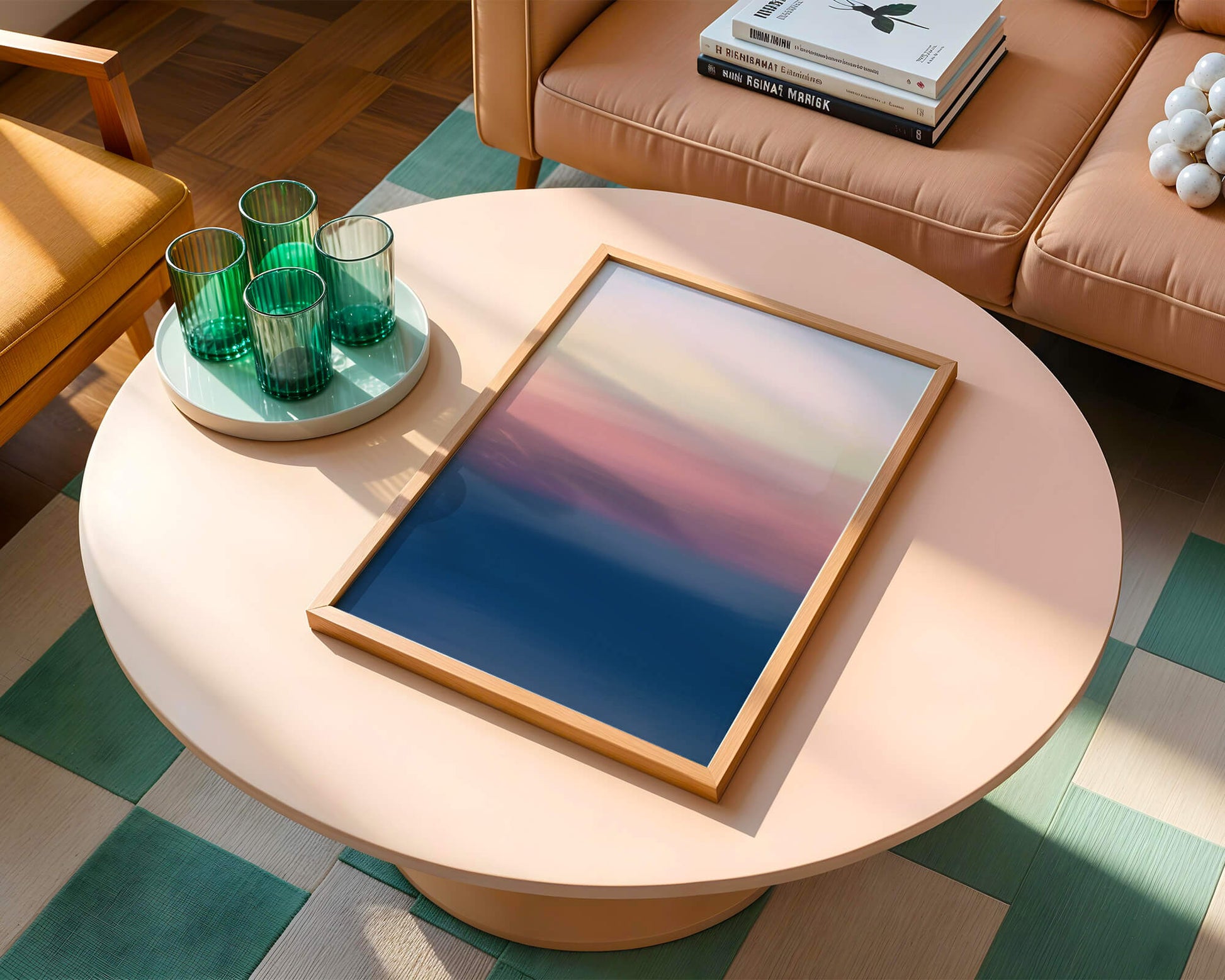 Atardecer abstracto y tranquilo sobre el océano con cielo degradado