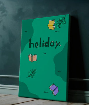Diseño temático de vacaciones colorido con libros y hojas