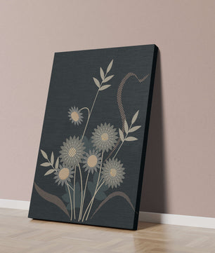 Abstract floral design with intricate patterns on dark background