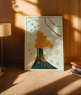 Abstract Portrait of a Woman with Flowing Golden Hair and Geometric Shapes - Mi tienda