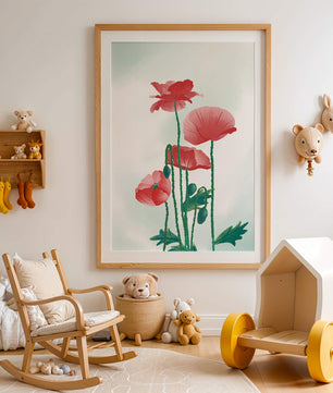 Red Poppies in Minimalist Natural Setting