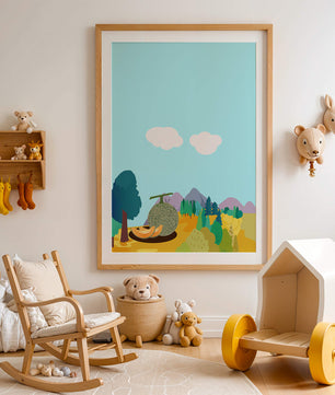 Serene landscape with melon and countryside view