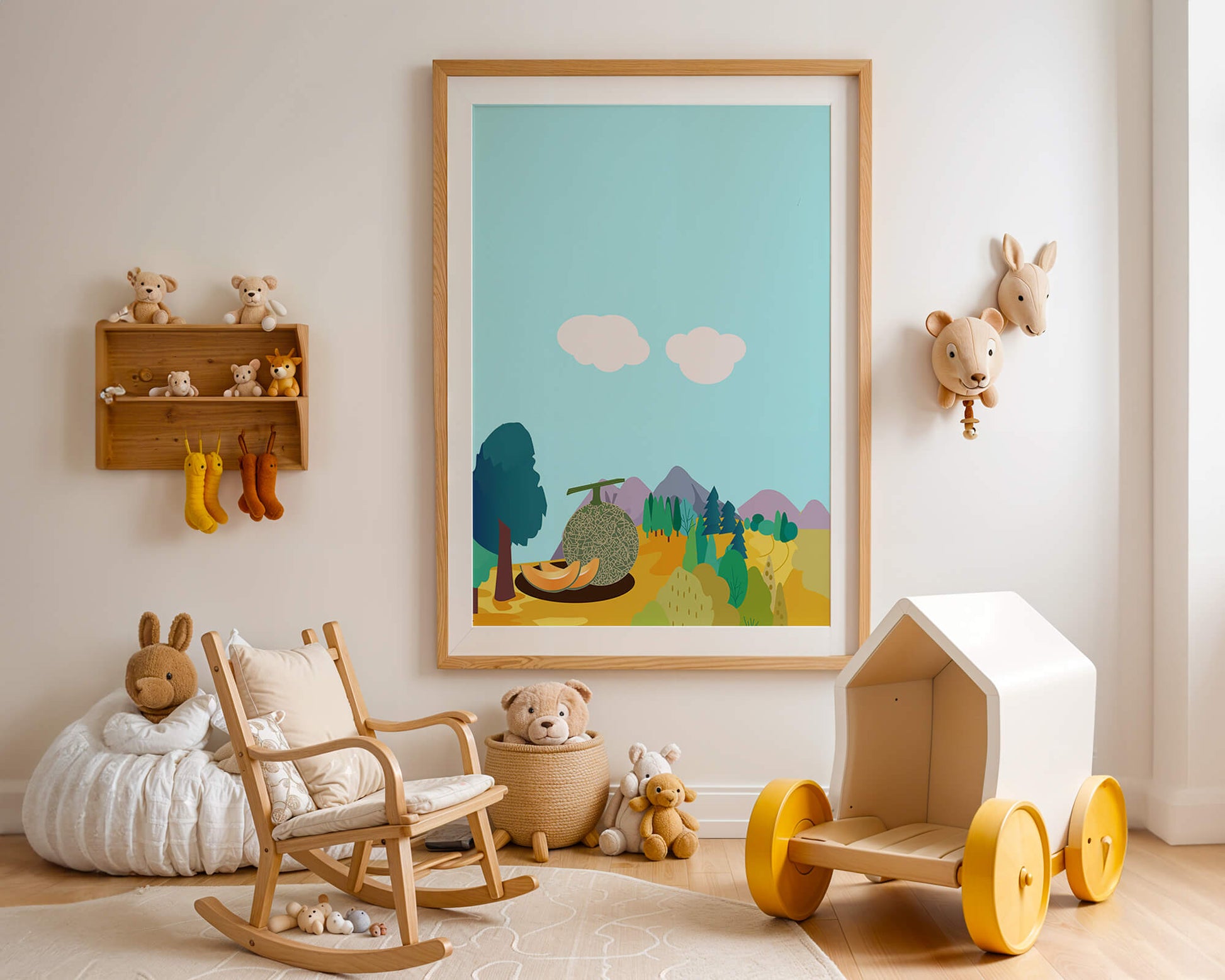 Serene landscape with melon and countryside view