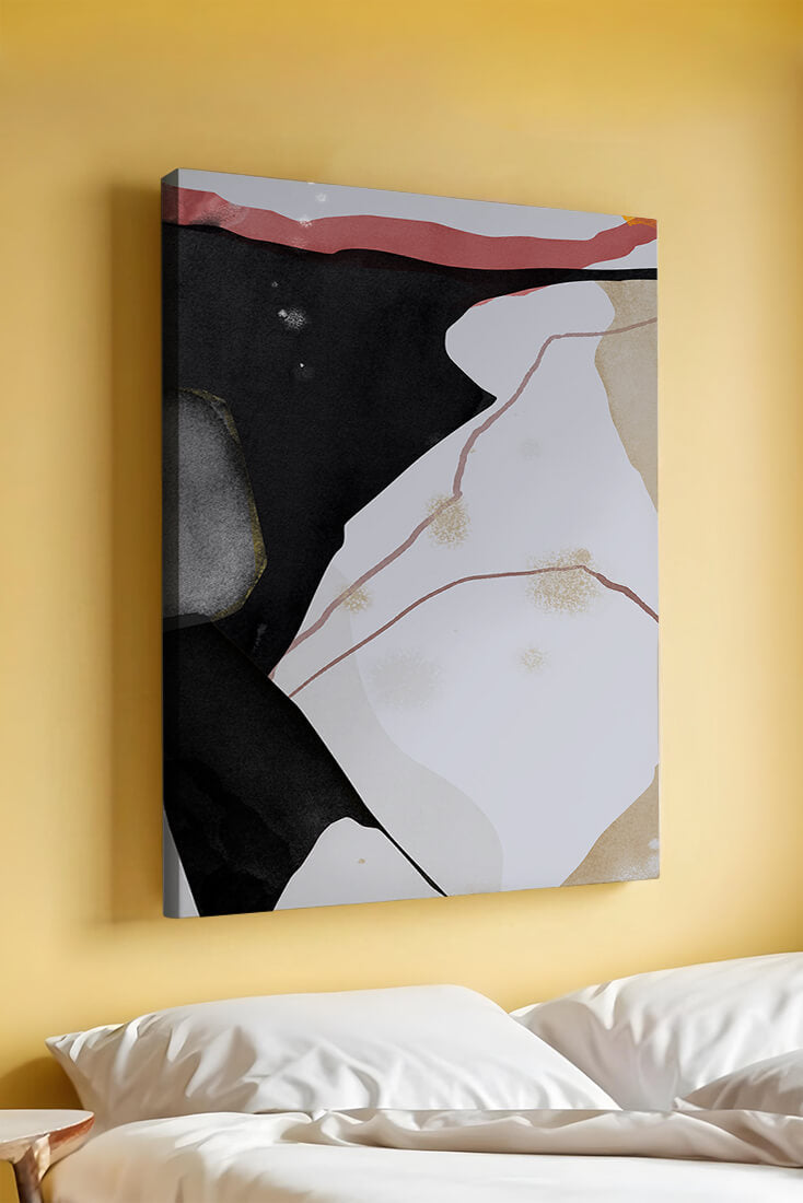 Abstract Composition with Bold Black and Subtle Gold Accents