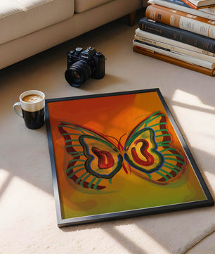 Vibrant butterfly depiction with colorful abstract background