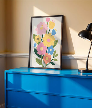 Ramo ilustrado de flores coloridas