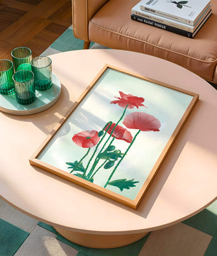Red Poppies in Minimalist Natural Setting