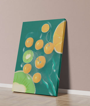 Ilustración de patrón de frutas vibrantes de kiwi y naranja