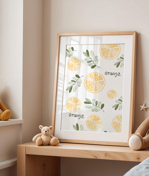 Motif avec des tranches d’orange et des feuilles vertes