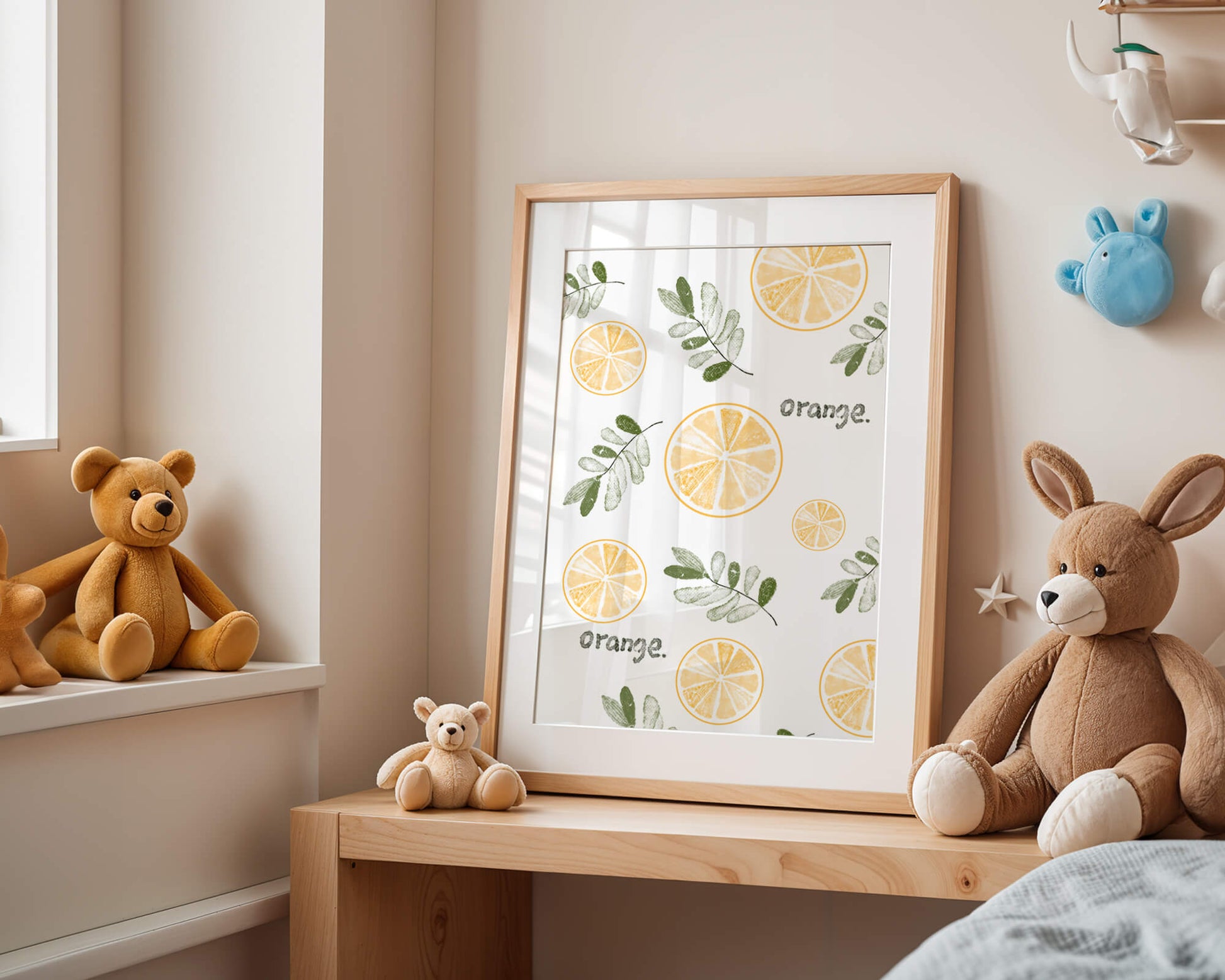 Motif avec des tranches d’orange et des feuilles vertes