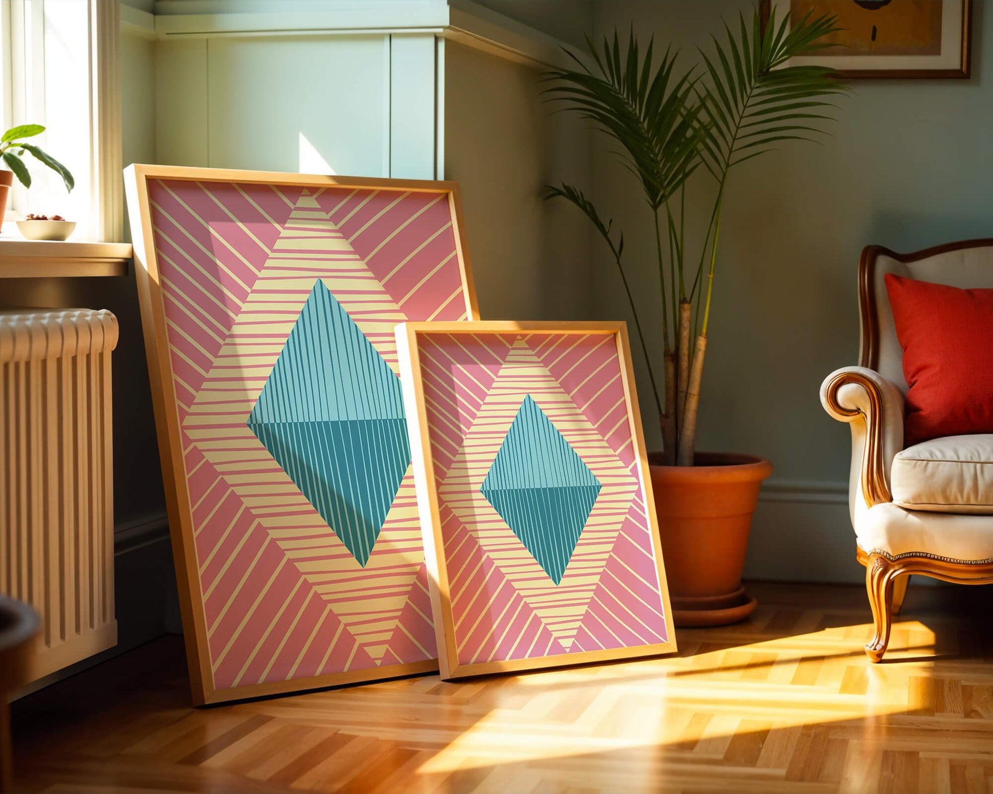 Composition géométrique abstraite avec des couleurs pastel