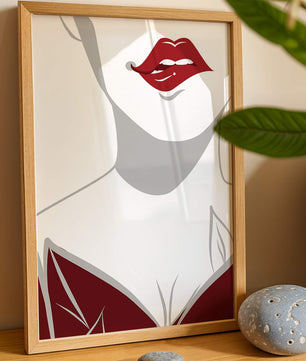 Minimalist Art with Red Lips and Elegant Dress - Mi tienda