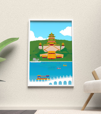 Traditional Chinese architecture by a serene lake