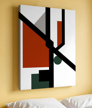 Colorful geometric abstract art with bold black lines