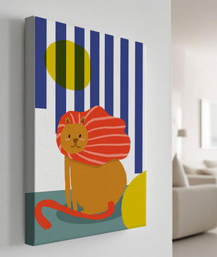 Colorful abstract lion illustration with vibrant stripes