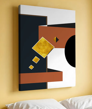 Abstract geometric art with gold accents and bold colors - Mi tienda