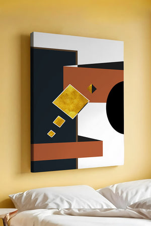 Abstract geometric art with gold accents and bold colors - Mi tienda
