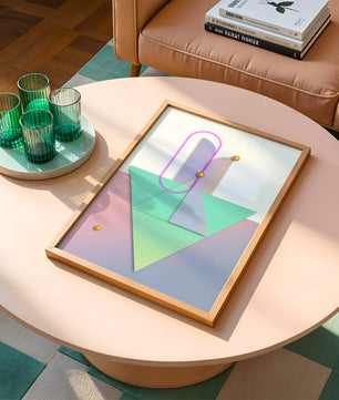 Composition géométrique abstraite avec des couleurs pastel et des éléments dorés