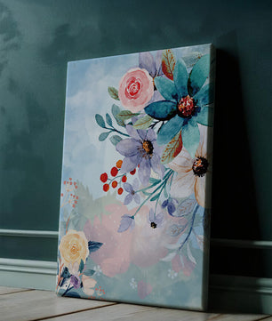 Watercolor floral illustration with vibrant flowers and leaves