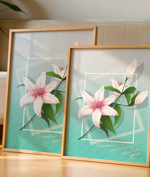 Elegant floral design with pink lilies and modern accents