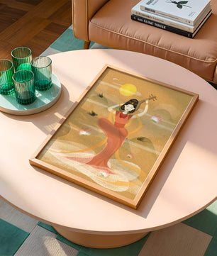 Serene Oriental Woman Playing Instrument Amidst Nature - Mi tienda