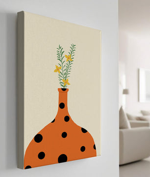 Colorful Polka Dot Vase with Yellow Flowers and Green Leaves - Mi tienda