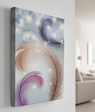 Elegant abstract feather design with sparkles and soft colors