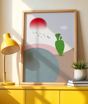 Abstract Landscape with Sun and Cactus - Mi tienda