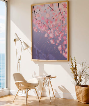 Beautiful cherry blossoms with artistic watercolor effect