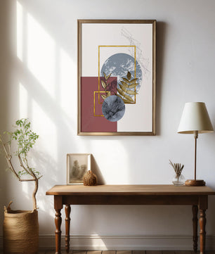 Abstract Composition with Gold Accents and Geometric Shapes - Mi tienda