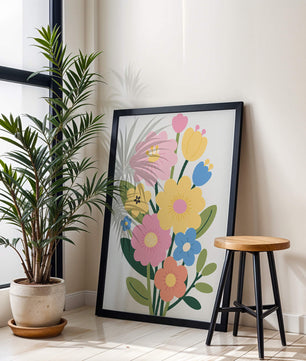 Ramo ilustrado de flores coloridas