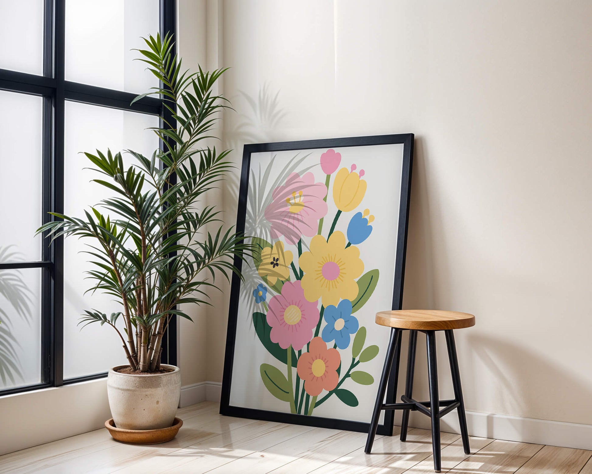 Ramo ilustrado de flores coloridas