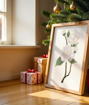 Delicate blooming flowers with lush leaves in elegant design