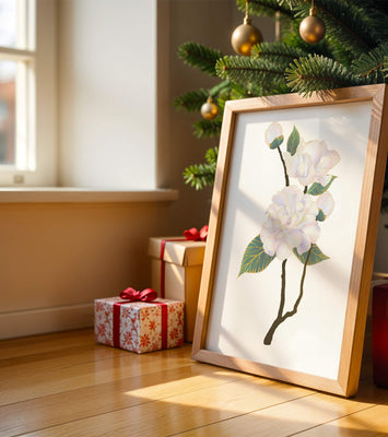 Delicate blooming flowers with lush leaves in elegant design