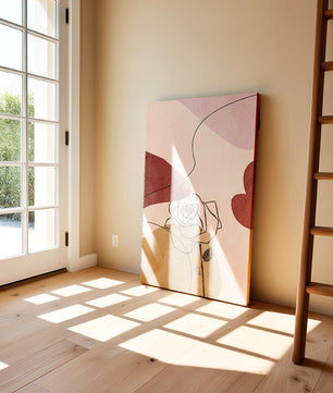 Abstract Line Art Rose with Earth Tones and Minimalist Design - Mi tienda