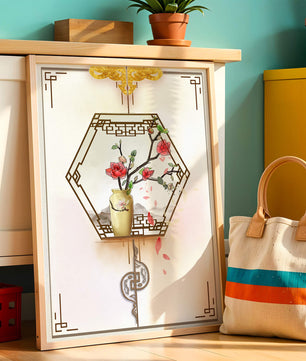 Design floral élégant avec vase et accents dorés