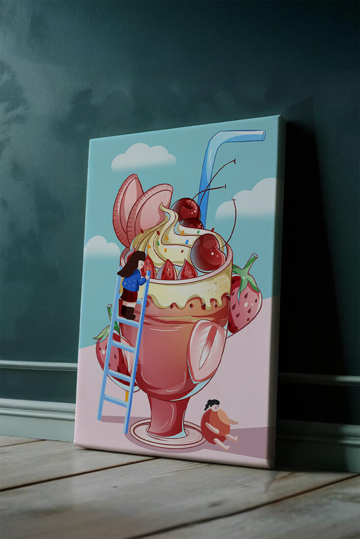 Verspieltes Dessert mit Erdbeeren und Kirschen