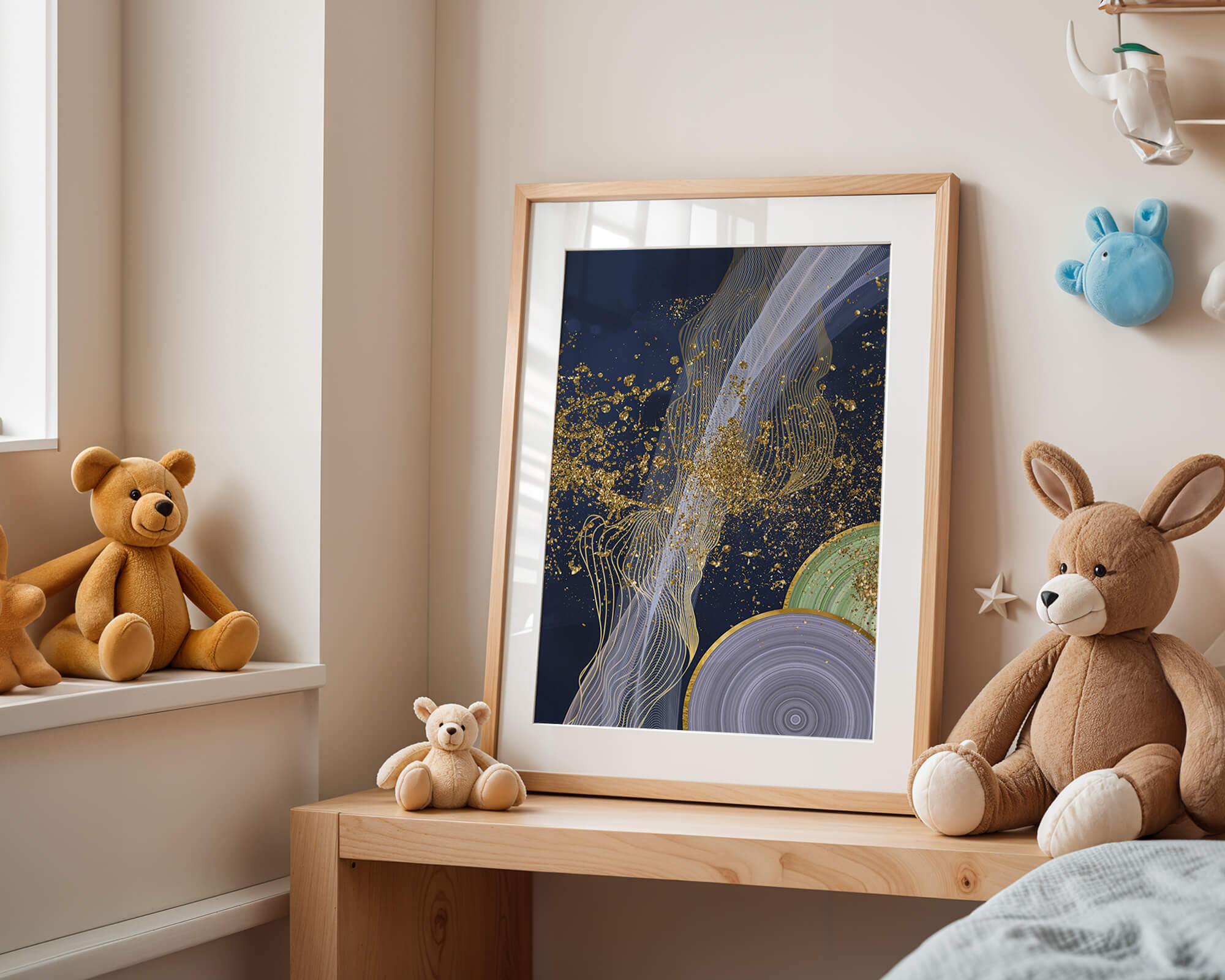 Abstract swirl with gold accents on dark background